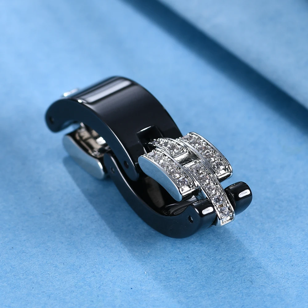 Brand Design Wedding Rings Middle Layer flexible White Black Ceramic Rings With Zircon for Wedding Women Girls Gift wedding rings womens ring cubic zircon ring finger rings jewelry rings ring jewelry