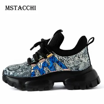 

MStacchi Genuine Leather Sneakers Women Lace-Up Flats Mixed Colors Platform Shoes Mujer Crystal Toe Quality Casual Shoes Woman