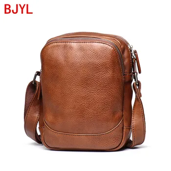 

new mini bag Men's genuine Leather Small Shoulder Bag Vegetable Tanned Leather Crossbody Bag Large Capacity iPad Bag