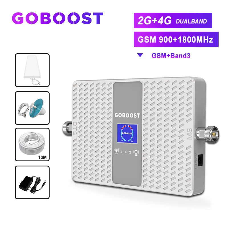 GSM 4g signal booster cellular repeater gsm 2g 900 lte dcs 1800 mhz amplifier cell LDPA antenna kit 70dB | Мобильные телефоны и