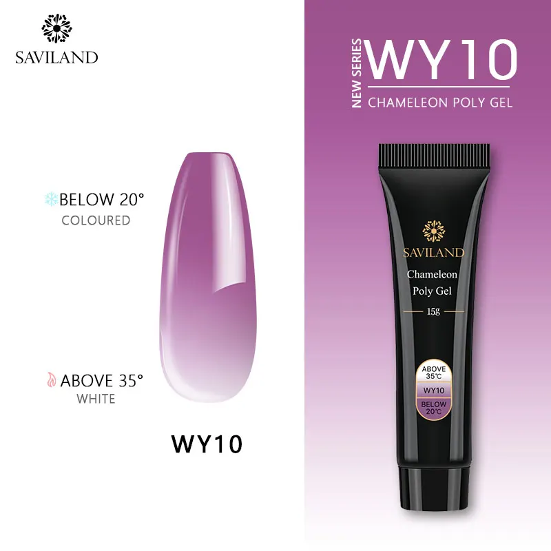 Chameleon Gel WY10 Saviland 15 мл цветной полигель 60 цветов Быстрый строительный тепловой флуоресцентный Poli УФ гель лак светится в темноте для дизайна ногтей - Цвет: Chameleon Gel WY10