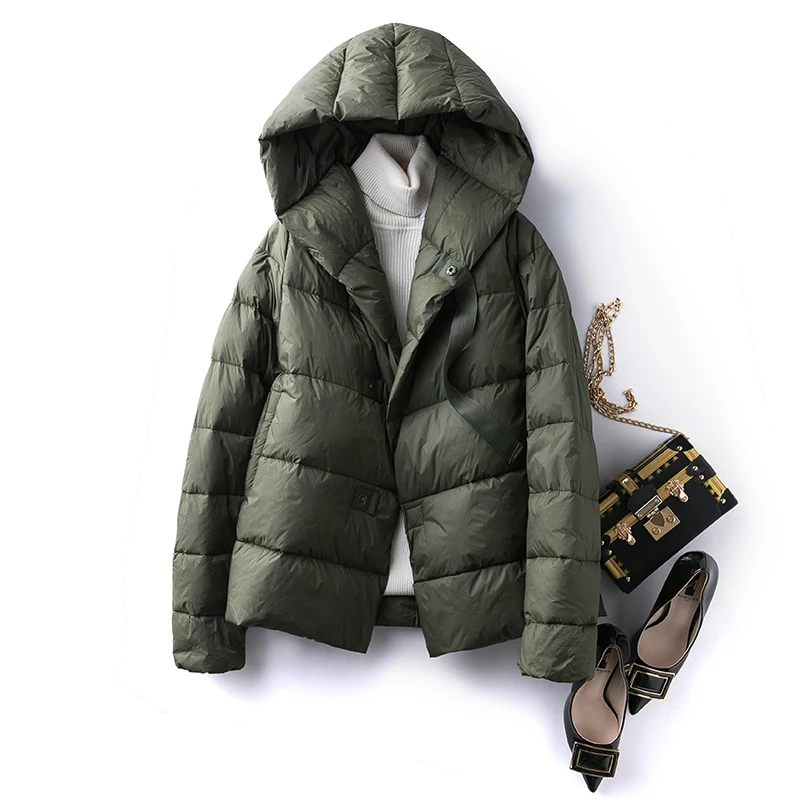 2021 nuevo invierno 90% Ultra luz blanca chaqueta de plumón de pato mujeres corta Casual abrigo Parkas con capucha Parkas nieve prendas de vestir