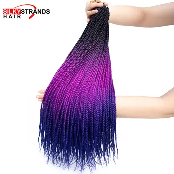 

19 Color Crochet Hair Ombre Box Braids 24 Inch Zizi Braiding Hair Pre Stretched Kanekalon Synthetic Hair Extension For Braids