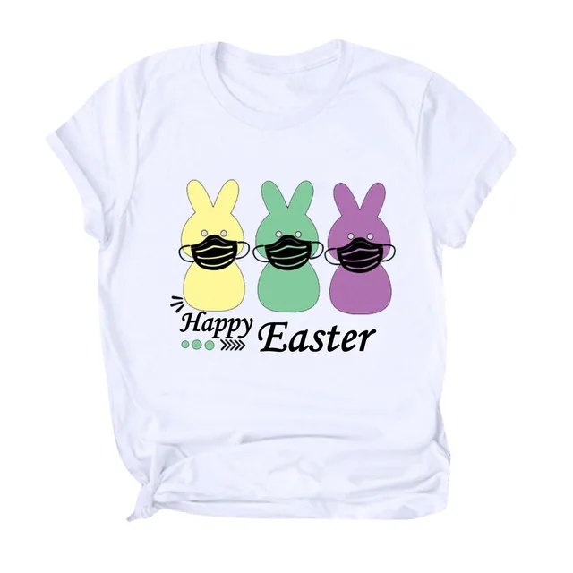 Tshirt Women Easter Plaid Cute Rabbit T-shirt Short Sleeve Casual Tee Tops Haut Femme Camiseta Mujer Top Women Harajuku T Shirt 4