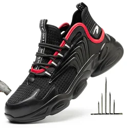 Chaussures de sécurité avec bout en acier pour hommes, baskets de travail indestructibles, respirantes, bottes de travail 