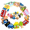 Wooden Toys Montessori Baby Toys DIY City Threading Beads String Lacing Puzzle Educational Crafts Toys for Children Kids Toddler 1