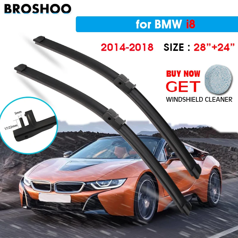 

Щетка стеклоочистителя для BMW i8 28 "+ 24" 2014-2018 Авто Стеклоочистители для лобового стекла лезвия для мытья окон подходят для боковых штифтов