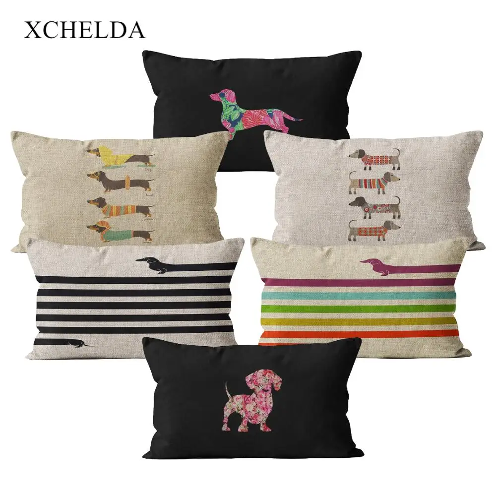 Pillow Case Animal Pillowcase Dog Funny Cute Dachshund Colorful 30*50