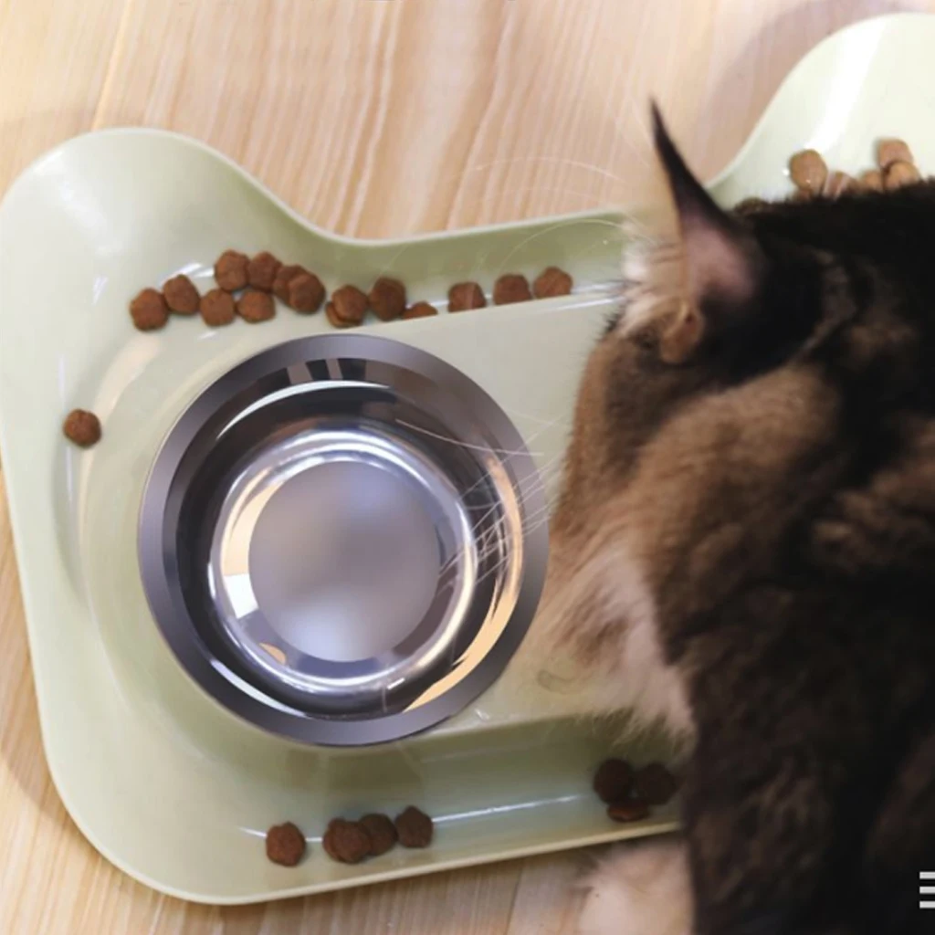 Cat Ear Pet Bowl Durable Double Stainless Steel Dog Cat Bowls With Non Spill Non Skid 5