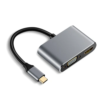 

USB C to HDMI Adapter,USB to HDMI VGA Hub Support 4K,2 Sns Same Display 1080P ,Compatible with Windows,Mac,Vista