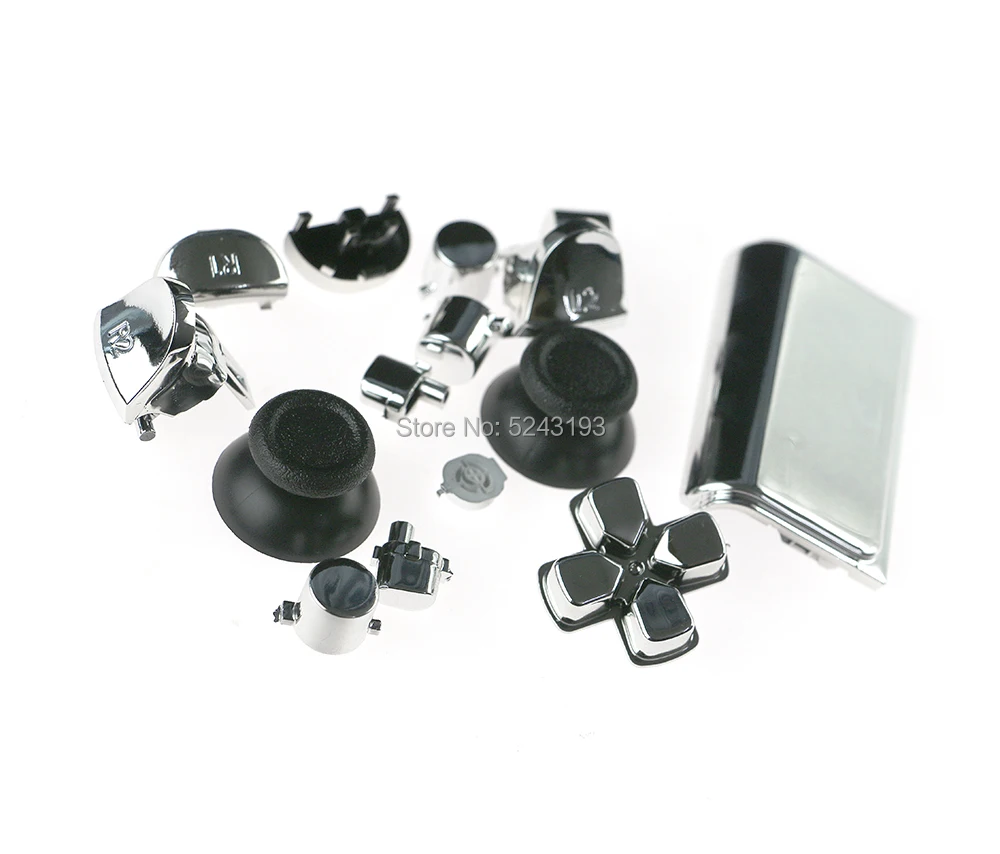 Комплект хромированных кнопок L1 R1 L2 R2 сменные колпачки для аналоговых стиков PS4 Pro