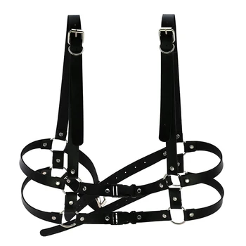 

Handmade Leather Body Harness Women Punk Goth Adjustable Chest Lingerie Gothic Garter Belt Crop Top