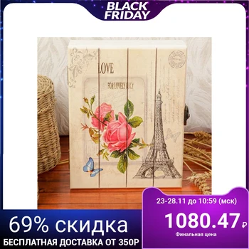 

Housekeeper wood 4 hooks "Eiffel Tower. Pink roses" 20x15.5x5 cm 2541396