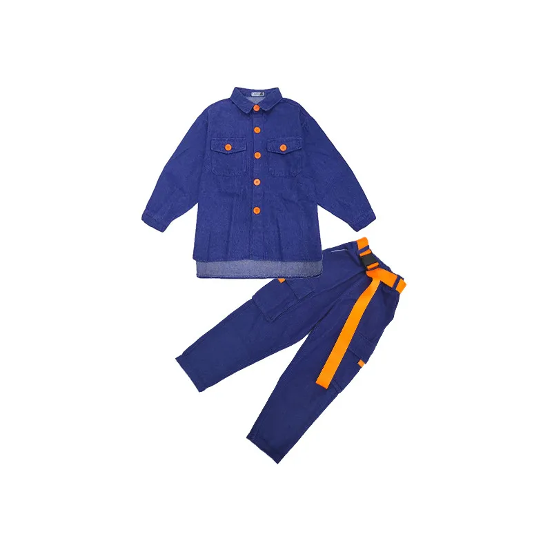 Джинсовый костюм для девочек 2019 г. новый осенний Детский мальчиков в стиле хип