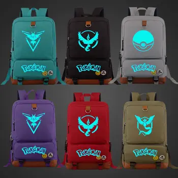 

Blue Luminous Cartoon Cute Pikachu Pokemon Boy Girl Book School Bag Women Bagpack Teenagers Schoolbags Men Student Backpack