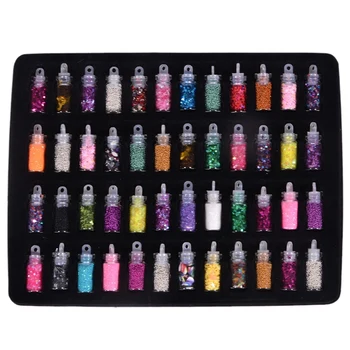 

Water Drop Glue Filled DIY Glitter Sequined Glass Beads Shell Powder 48 Color Suit Glass Bottle Nail Art Jewelry