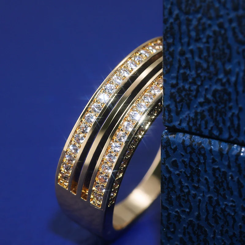 

Huitan Modern Round Ring Fashion Gold Color Punk Cocktail Party Meaningful Gift Ring With Micro Paved Trendy Accessories 2019