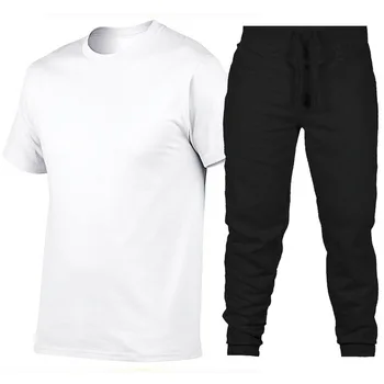 

Sweatsuit Men Elastic Waist O-Neck Solid Men Clothes 2020 Cotton Short Tracksuit Pockets Casual Tracksuit Men Clothes for Men