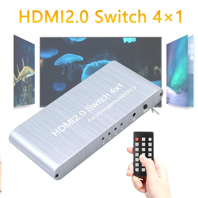 Hdmi2.0 Switcher 4X1 Interruttore Selettore Pieno 3D 4K 60Hz Hdcp2.2 4 Ingresso 1 Fuori Per Hdtv Xbox Ps3 Ps4 Multimedia