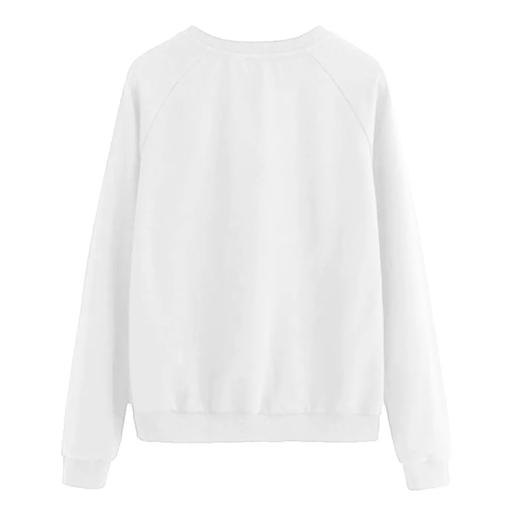 JAYCOSIN Fashion Women Casual Cat Round Neck Long Sleeve Sweatshirt Casual Popular Cute Soft Chic Elegant Blouse Sweatshirt