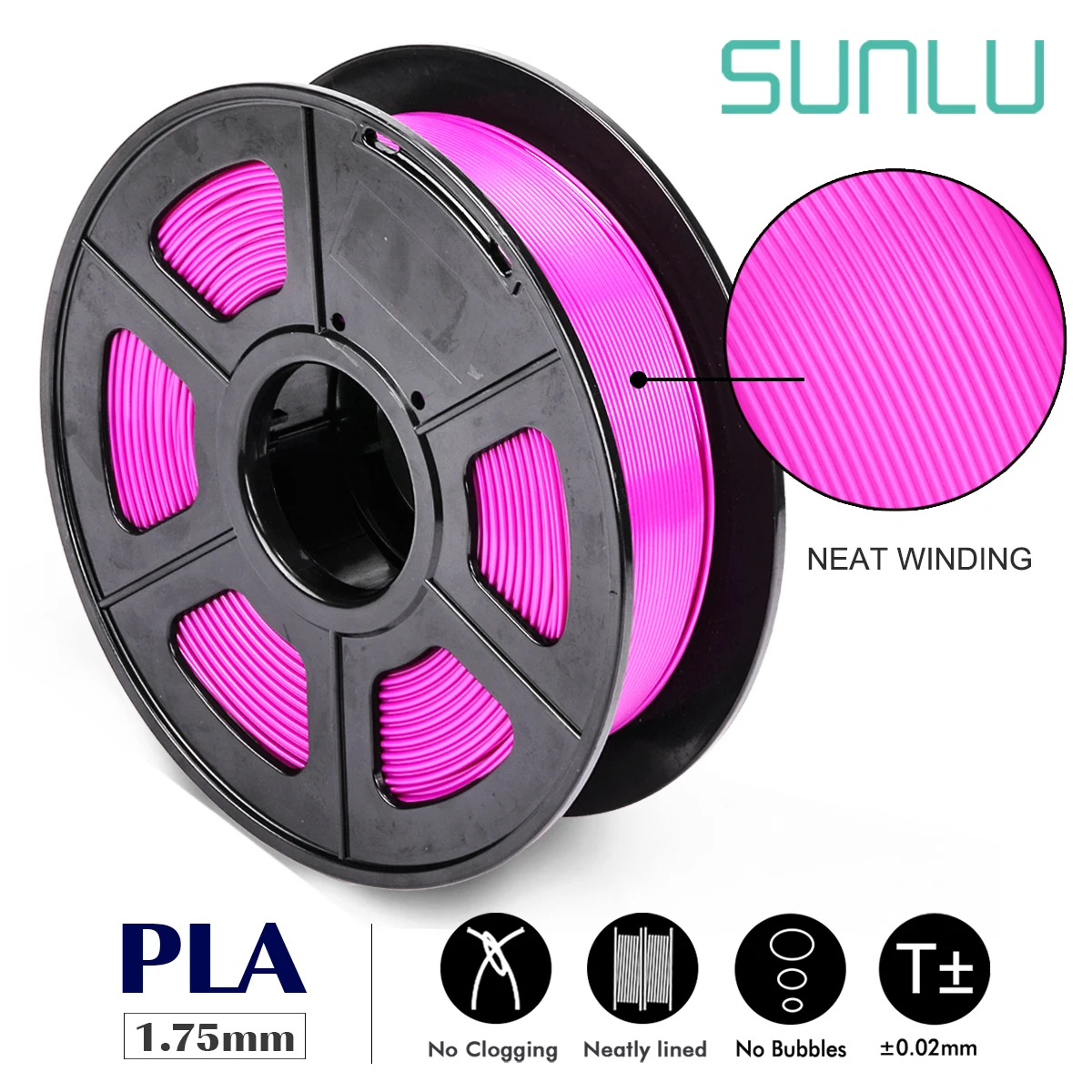 

SUNLU 3D Filament PLA 1.75MM 1kg Tangle Free Accuracy Dimension +/-0.02MM Orderly Winding Material For Printer Smoothly Printing