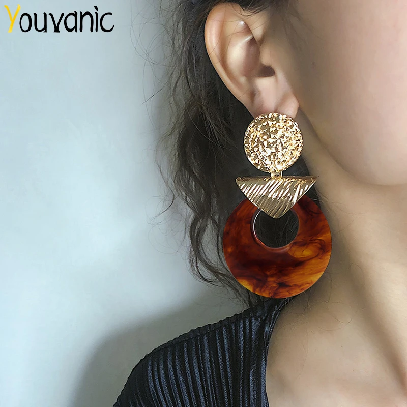 

Youvanic Vintage Acrylic Leopard Round Drop Earrings For Women Large Gold Geometric Dangle Earring Female Statement Jewelry 1365