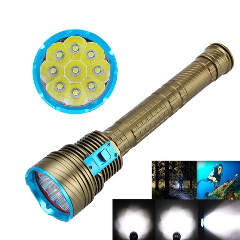 

Ultra bright underwater 30m waterproof scuba diving torch XM-L2 beads dive light 10000lumens 26650x3 18650x3 flashlight DX9plus