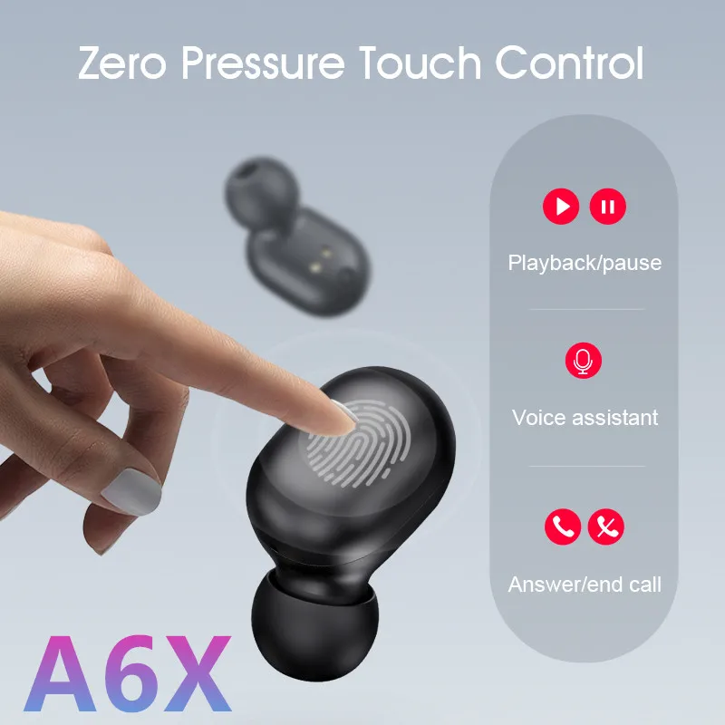 A6X TWS сенсорный Bluetooth наушники HD стерео беспроводные с шумоподавлением игровая