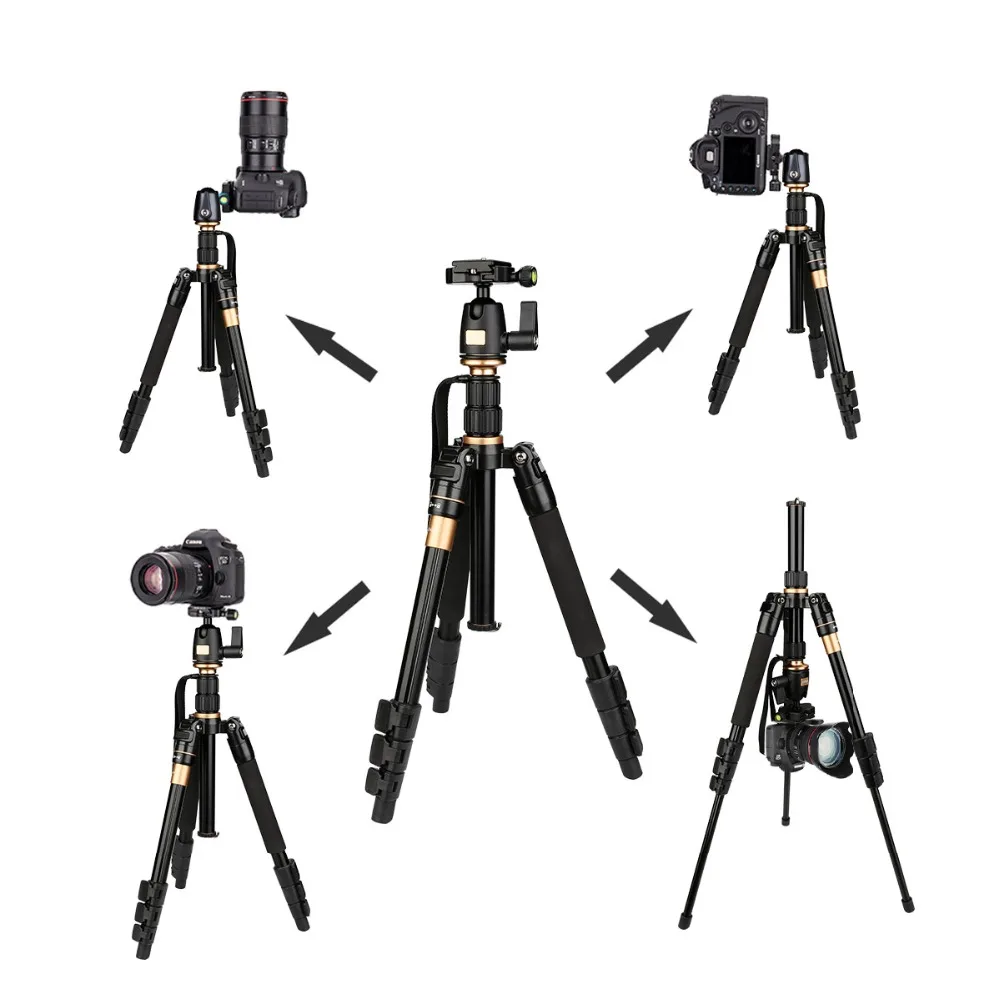 AFAITH QZSD Q555 Tripod for DSLR Camera Ultra Compact Lightweight Aluminum Travel Monopod with Ball Head Quick Release Plate
