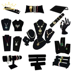Black Velvet Jewelry Display Stand Ring Bracelet Necklace Rack Mannequin Jewellry Organizer Holder for Countertop Window Display
