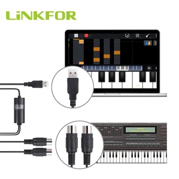 

LiNKFOR 5-Pin DIN MIDI to USB IN-OUT Cable Converter for Mac PC Laptop to Music Piano keyboard MIDI to USB IN-OUT Cable