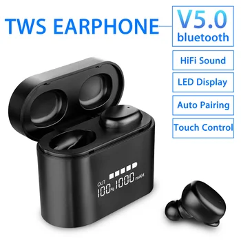 

TWS bluetooth Earphone Wireless Dual bluetooth 5.0 Smart Touch Hifi Waterproof Earbuds With Portable 1000mAh Charging Box
