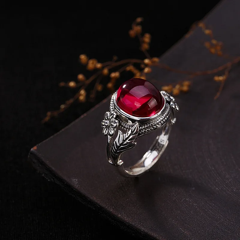 V.YA, женское Открытое кольцо с натуральным камнем, 925 пробы, серебряные ювелирные изделия, полудрагоценный камень и Марказит, кольца для женщин, женские подарки - Цвет основного камня: RED