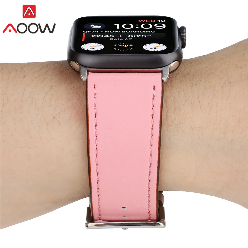 Ремешок для часов из натуральной кожи для Apple Watch 38 мм 40 мм 42 мм 44 мм Correa один тур круг браслет ремешок для iwatch 1 2 3 4