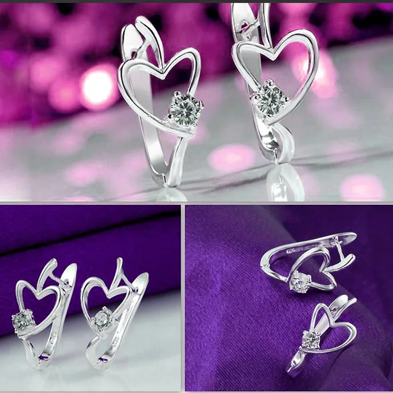 New Sterling Silver 925 Earrings Heart-Shaped Zircon Earrings Earrings Woman Wedding Gift Jewelry