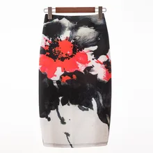 Женская юбка большого размера с высокой талией с принтом, эластичная винтажная юбка с цветочным принтом и граффити, Женская Повседневная Элегантная модная юбка