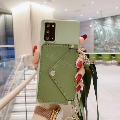 Strap Card Slot Wallet Cover For OnePlus 9 7 Pro 8T 5G 7T 6T One Plus 9 Case Crossbody Lanyard Chain Liquid TPU Fundas
