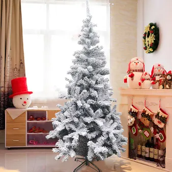 

Christmas TreeSnow Flocked Hinged Artificial Christmas Pine Tree Decoration Holiday with Metal Stand
