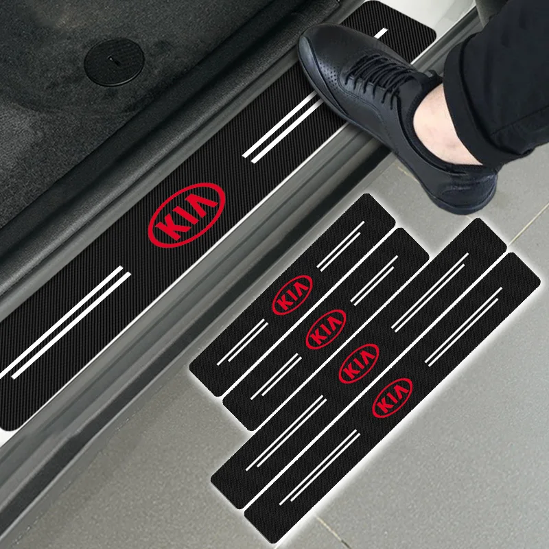 

4pcs Car Carbon Fiber Auto Door Sill Protector Sticker for KIA K2 K3 K5 Sorento Sportage R Rio Soul Car Accessories Auto Goods