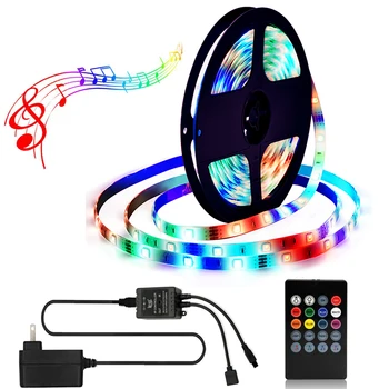 

LED Strip Light 12V 16.4ft RGB LED Light strip Music Sync Color Changing led light waterproof tape light for bedroom with Remote