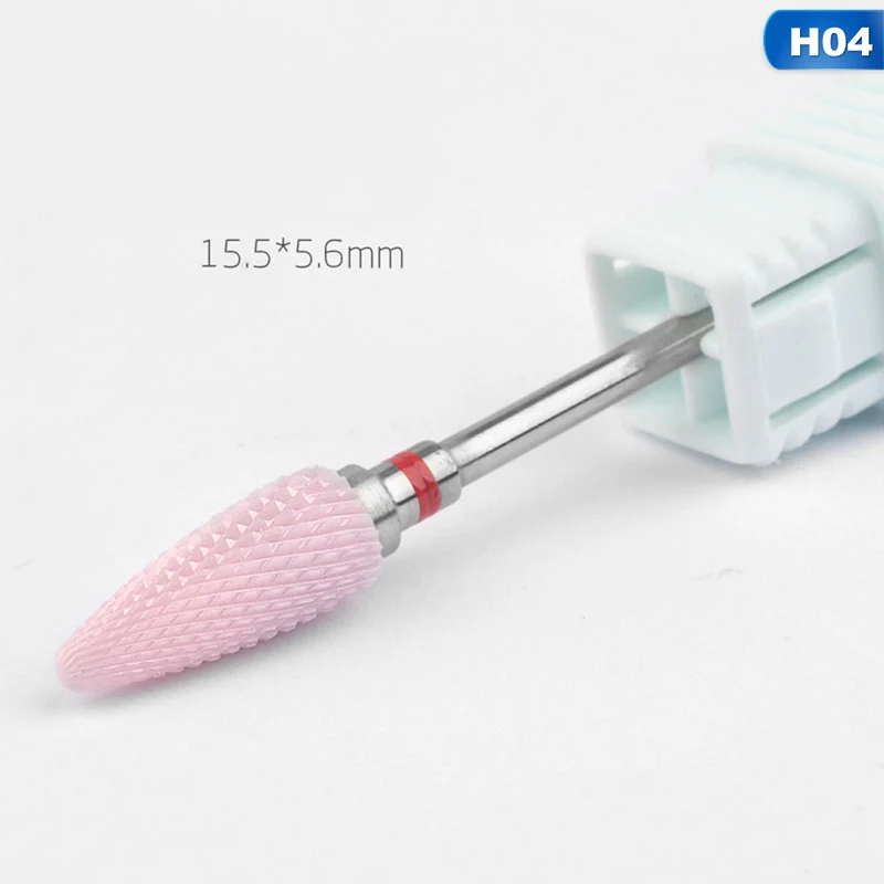 1pcs Ceramic Corundum Metal Grinding Wheel Shank Cylinder Cone T Shape Pink Chrome Corundum Grinding Head Nail Polish Head - Цвет: H04