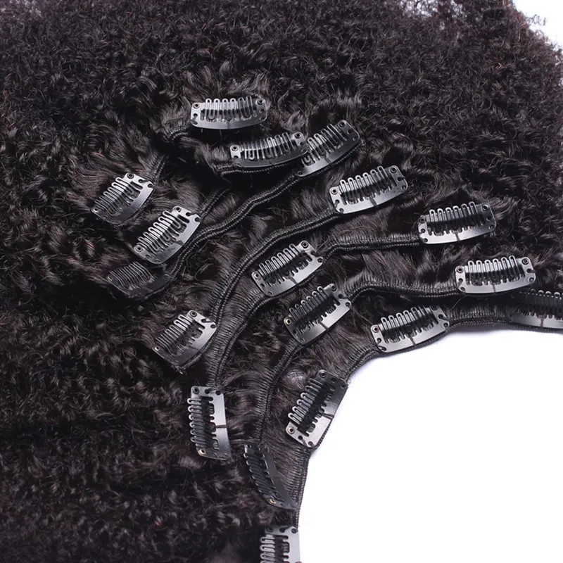  Afro Kinky Curly Clip In Human Hair Extensions 100% Human Hair Brazilian Remy Hair 4B 4C Hair Clip 