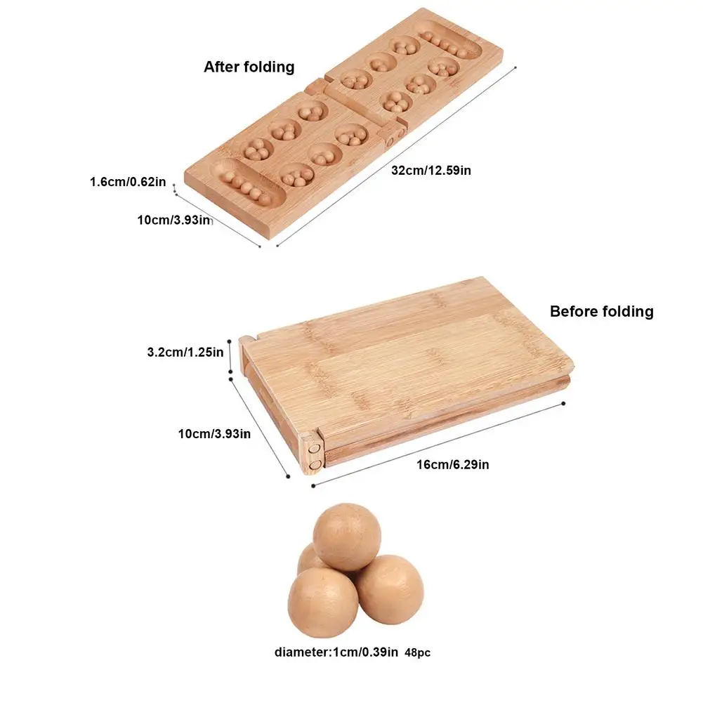 Mancala Board Games African Chess Game Folding Wooden Checkerboard Children Adults Strategy Games Educational Toys 6