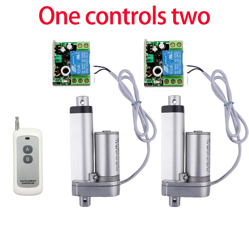 

1RF remote to control 2Electric Linear actuators 12V metal gear can stop any time linear motor stroke 50mm 100mm 150mm 200mm 250