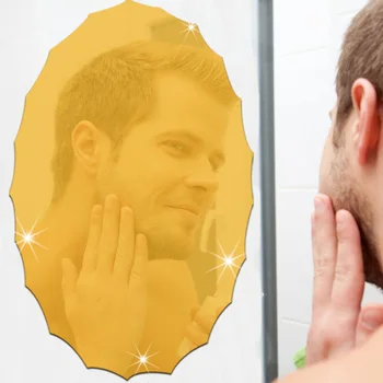 

Removable living room sofa bathroom background decoration oval mirror wall stickers