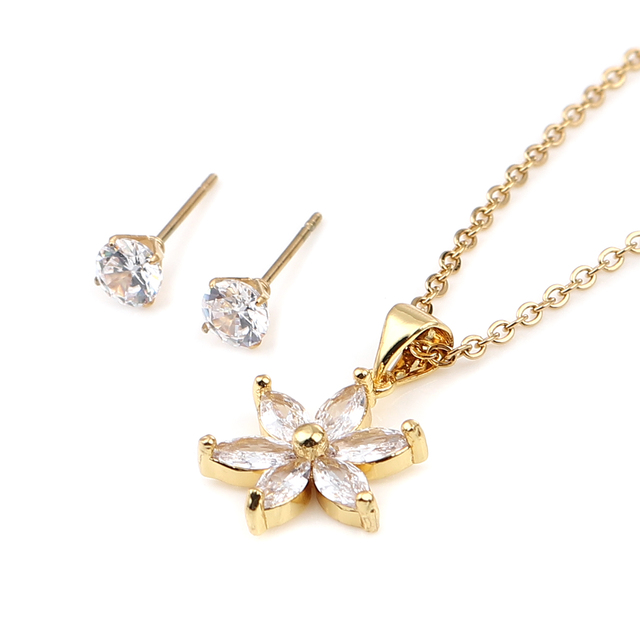 Set Stainless Steel Galaxy Necklace Earrings Set Jewelry For Valentine's Day Silver Color Round Star Clear Cubic Zirconia