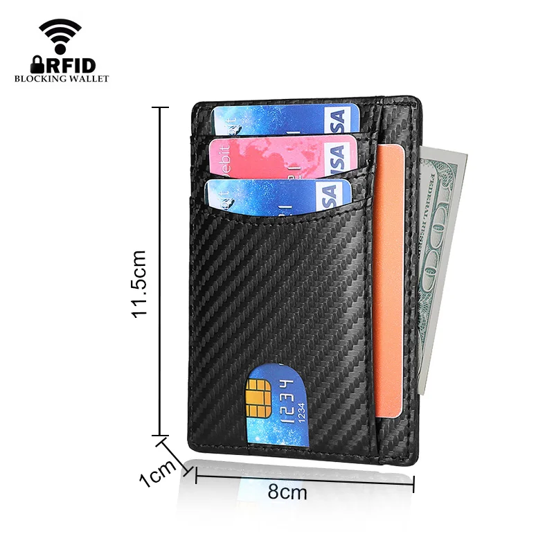 DIENQI Rfid мужской бумажник из углеродного волокна тонкие бумажники для карт тонкий