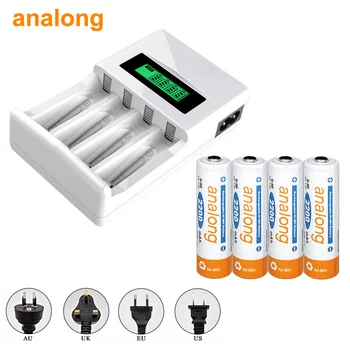 

4pcs aa rechargeable battery 2200mah rechargeable nimh battery with charger for aa aaa 1.2v ni-mh ni-cd battery