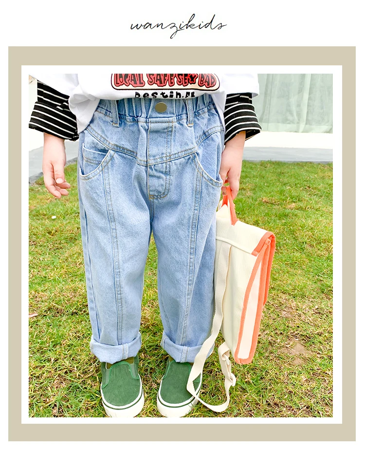 Spring Clothes 2020 New Korean Children's Clothes Boys' & Girls' Cotton Wide-leg Jeans Casual Straight Pants