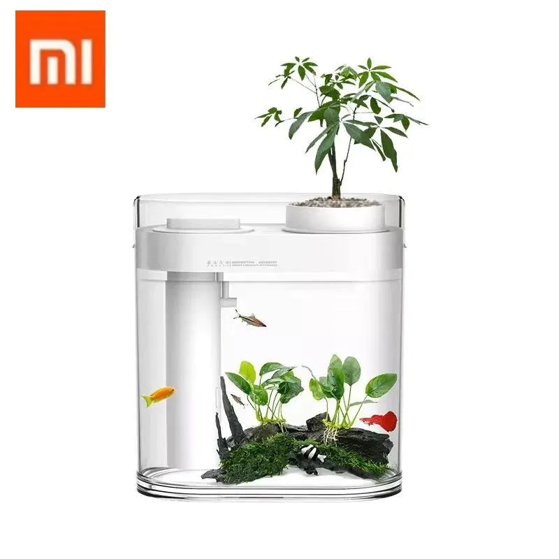 

New Arrived Xiaomi Mijia Transparent Fish Tank Ecosystem Small Water Garden Ecological Fish Tank Aquarium